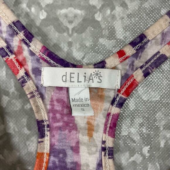 dELiA*s Purple & Orange Aztec Print Racerback Tank Top - Size Small - Scoop Neck - Picture 4 of 6